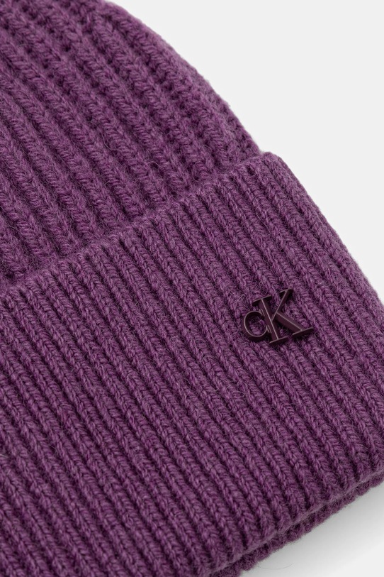 Akcesoria Calvin Klein czapka wełniana LV04D8032G fioletowy