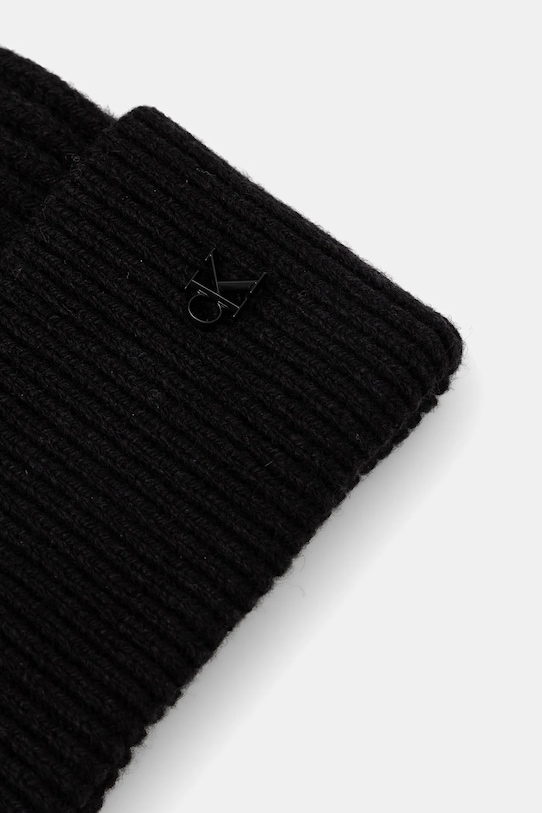 Μάλλινο σκουφί Calvin Klein LV04D8032G μαύρο AW25