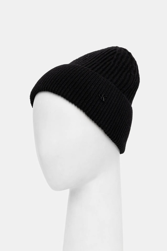Akcesoria Calvin Klein czapka wełniana LV04D8032G czarny