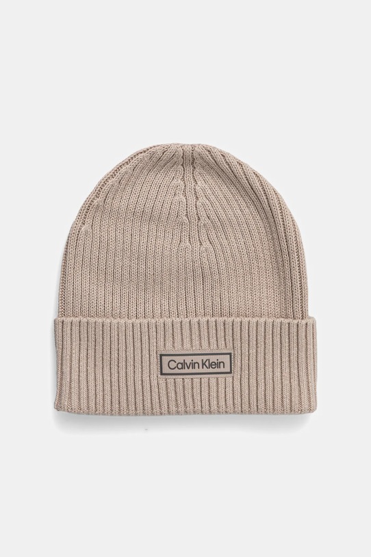 Σκουφί με μείγμα κασμίρ Calvin Klein με μείγμα μαλλιού μπεζ LV04D8053G