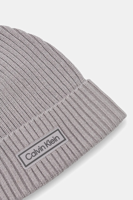 Calvin Klein czapka z domieszką kaszmiru LV04D8053G szary AW25