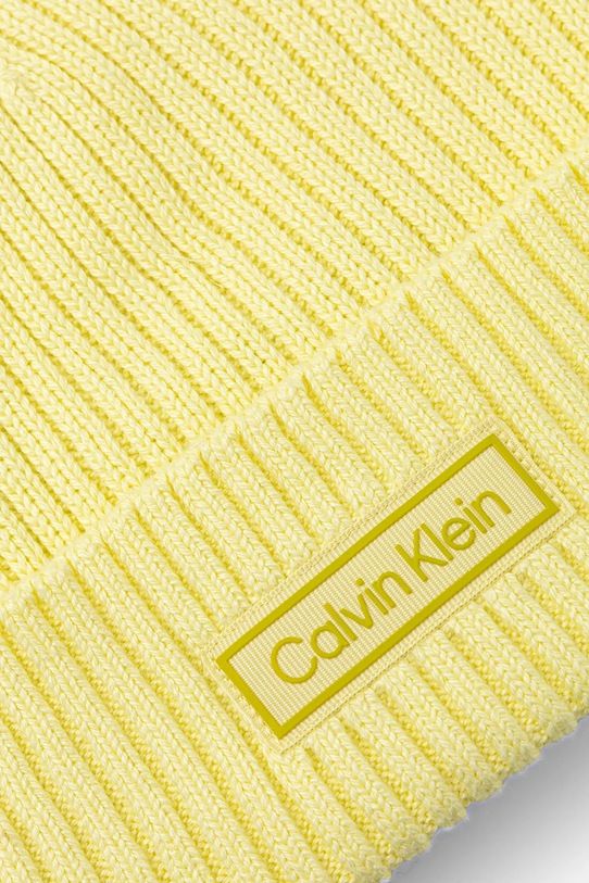Calvin Klein czapka z domieszką kaszmiru LV04D8053G żółty AW25