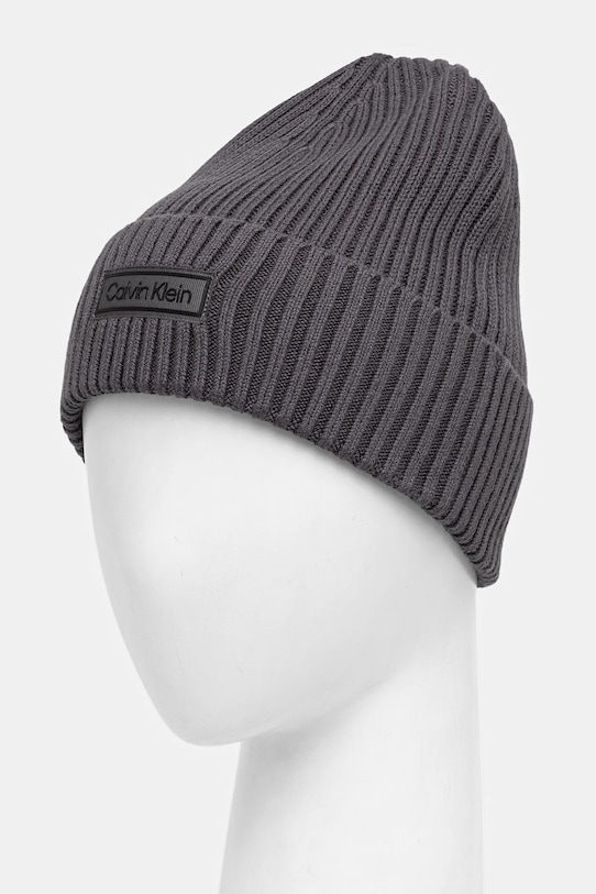 Calvin Klein czapka z domieszką kaszmiru LV04D8053G szary AW25