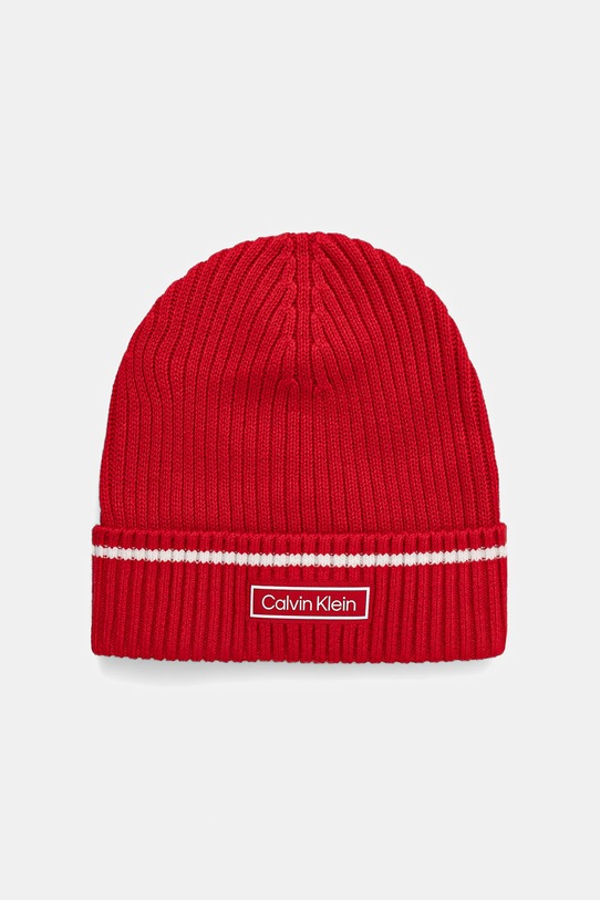 Calvin Klein czapka z domieszką wełny dziecięca aplikacja czerwony LV04D8054G
