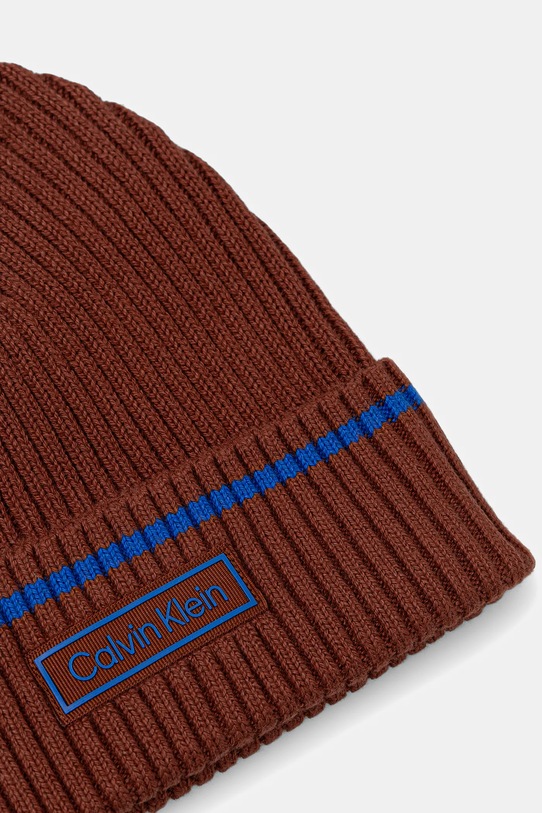 Calvin Klein czapka z domieszką wełny dziecięca LV04D8054G brązowy AW25