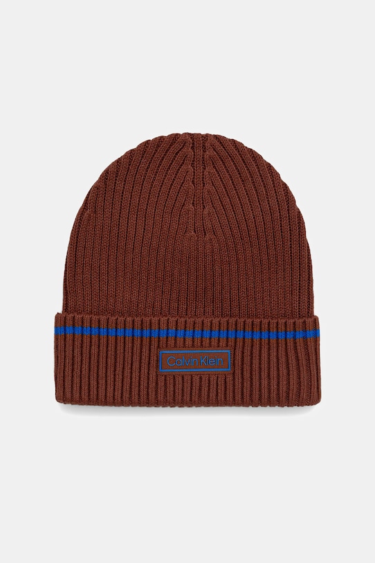 Calvin Klein czapka z domieszką wełny dziecięca aplikacja czerwony LV04D8054G