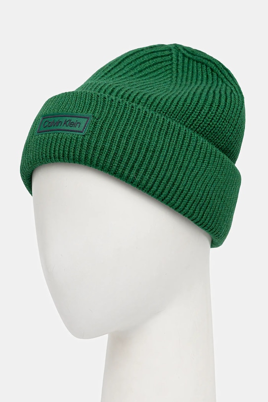 Calvin Klein czapka z dodatkiem wełny LV04D8058G zielony AW25