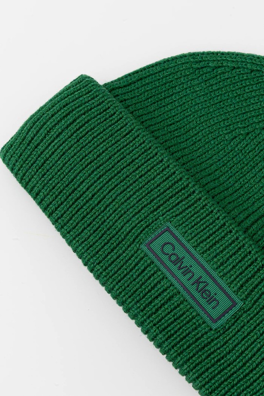 Akcesoria Calvin Klein czapka z dodatkiem wełny LV04D8058G zielony