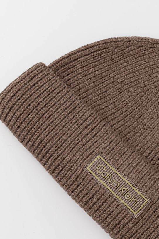 Akcesoria Calvin Klein czapka z dodatkiem wełny LV04D8058G brązowy