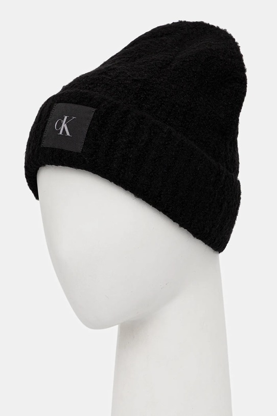 Akcesoria Calvin Klein czapka z wełną LV04D8065G czarny