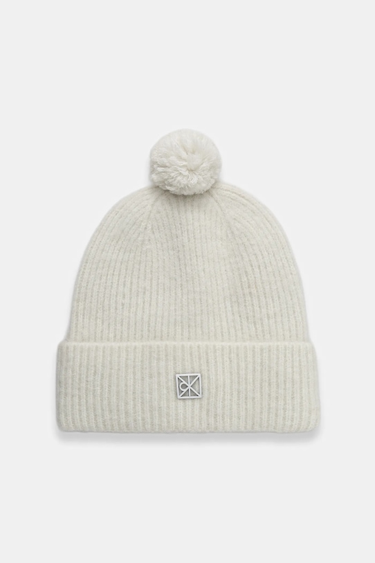 Calvin Klein czapka z dodatkiem wełny gruba biały LV04D8067G
