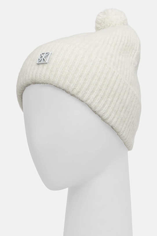 Calvin Klein czapka z dodatkiem wełny LV04D8067G biały NC25