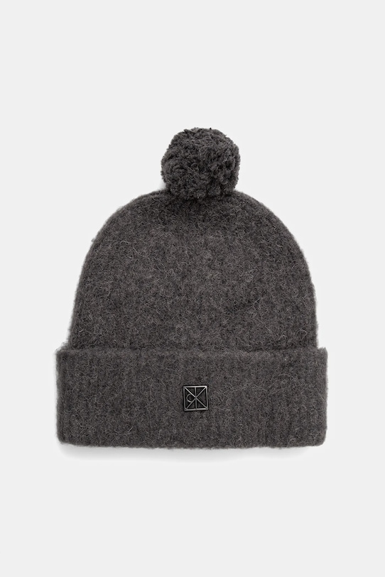 Calvin Klein czapka z dodatkiem wełny gruba szary LV04D8067G