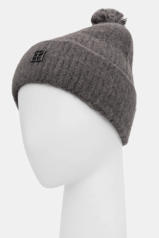 Calvin Klein czapka z dodatkiem wełny LV04D8067G szary NC25