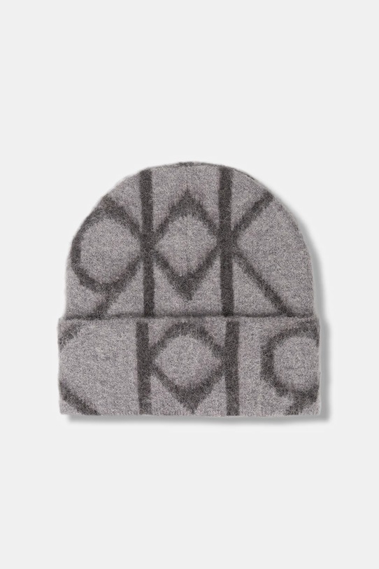 Calvin Klein czapka z dodatkiem wełny średniej grubości szary LV04D8071G