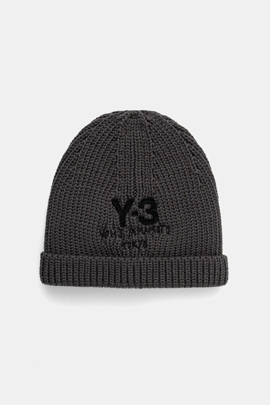 Y-3 czapka wełniana Knit Beanie gruba szary JX8309