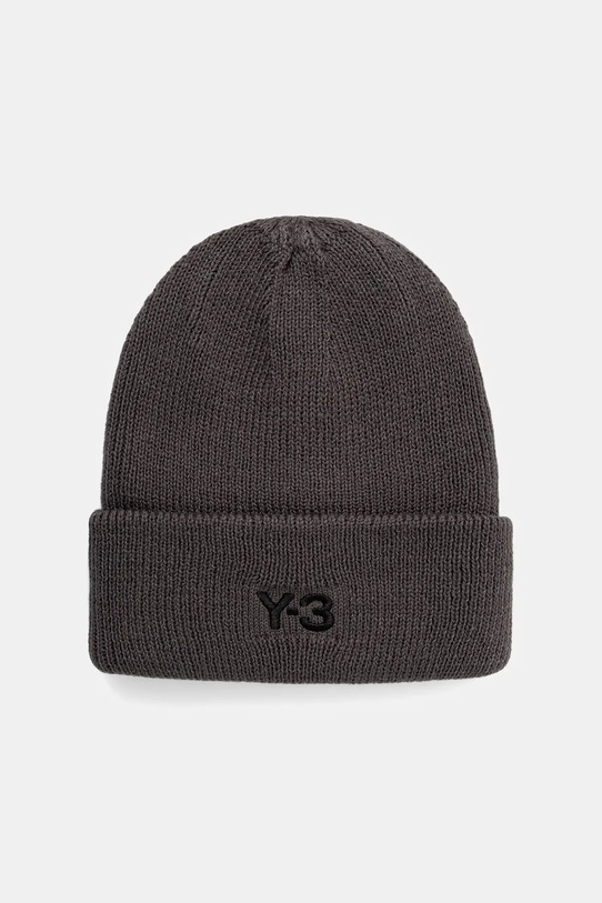 Y-3 czapka z dodatkiem wełny Beanie gruba szary KC0445