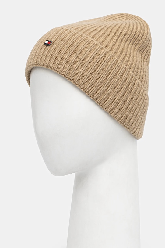 Tommy Hilfiger czapka kaszmirowa AM0AM13586 beżowy AW25