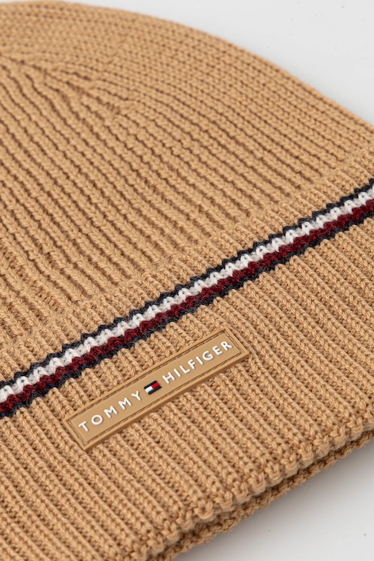 Akcesoria Tommy Hilfiger czapka z dodatkiem wełny AM0AM13587 brązowy