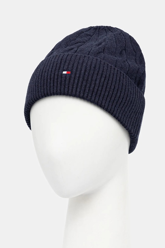 Čiapka s prímesou vlny Tommy Hilfiger AM0AM13588 tmavomodrá NC25