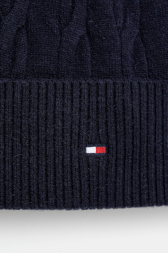 Akcesoria Tommy Hilfiger czapka z dodatkiem wełny AM0AM13588 granatowy