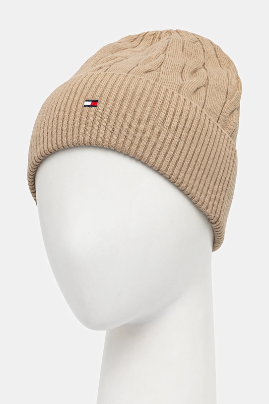 Tommy Hilfiger czapka z dodatkiem wełny AM0AM13588 beżowy NC25