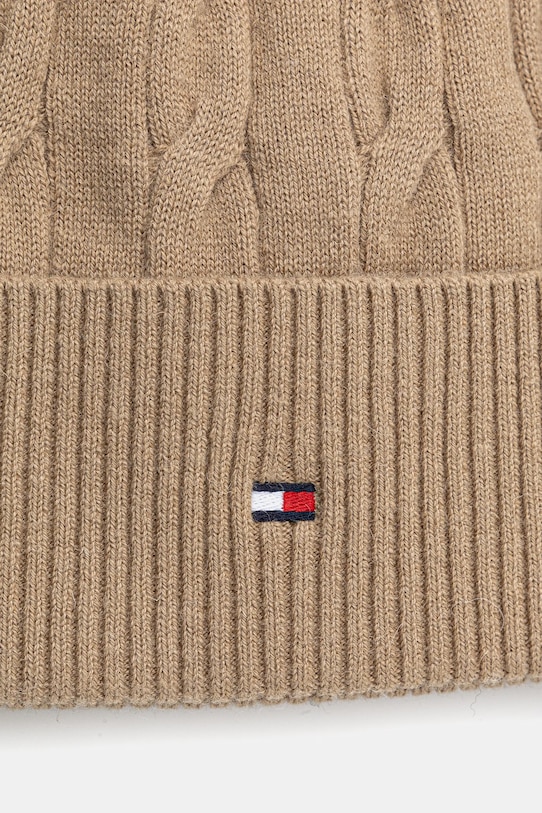 Akcesoria Tommy Hilfiger czapka z dodatkiem wełny AM0AM13588 beżowy
