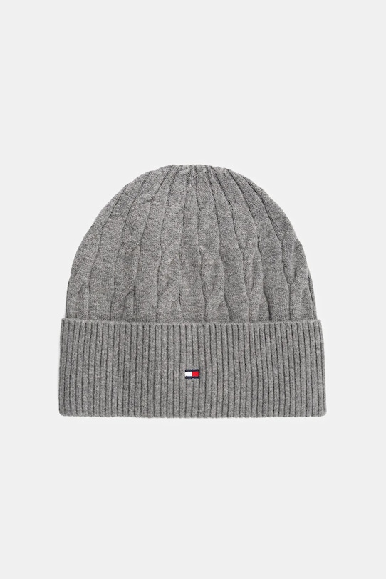 Tommy Hilfiger czapka z dodatkiem wełny cienka szary AM0AM13588