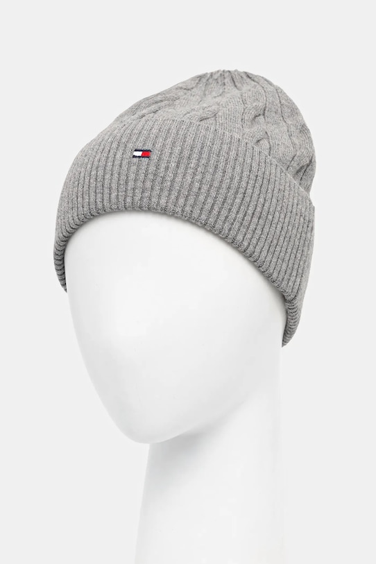 Akcesoria Tommy Hilfiger czapka z dodatkiem wełny AM0AM13588 szary