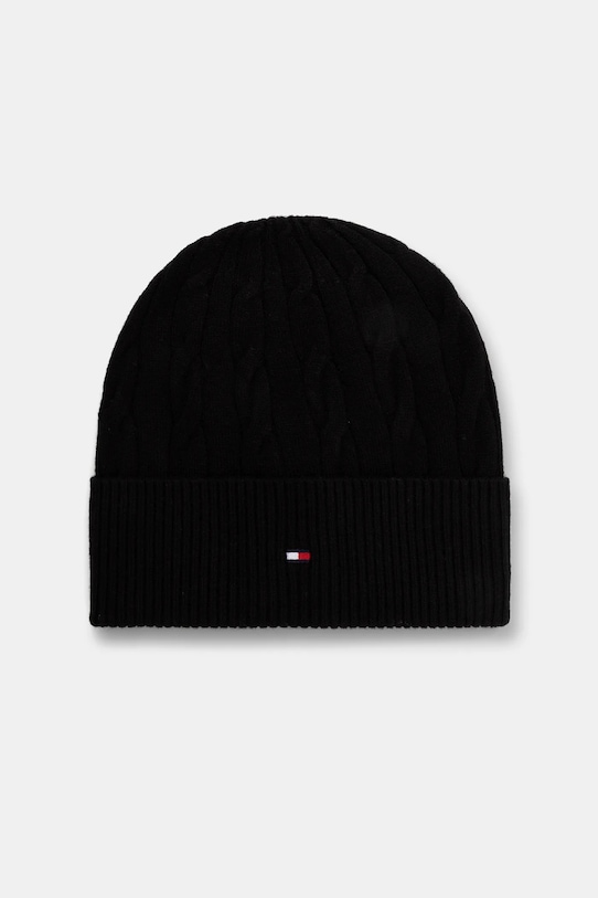 Tommy Hilfiger czapka z dodatkiem wełny cienka czarny AM0AM13588