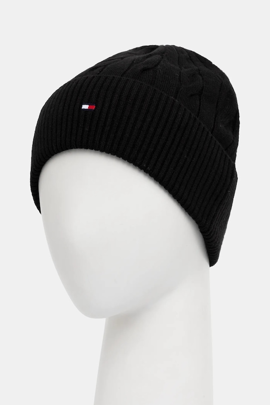 Tommy Hilfiger czapka z dodatkiem wełny AM0AM13588 czarny NC25