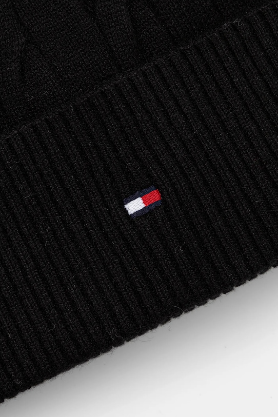 Akcesoria Tommy Hilfiger czapka z dodatkiem wełny AM0AM13588 czarny