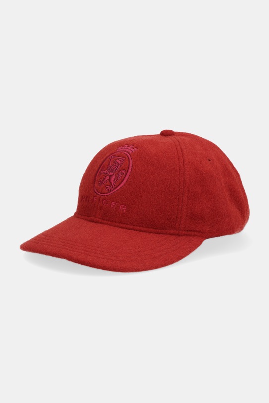 Tommy Hilfiger czapka z daszkiem wełniana wełna czerwony AM0AM13827