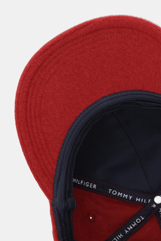 Tommy Hilfiger czapka z daszkiem wełniana czerwony AM0AM13827