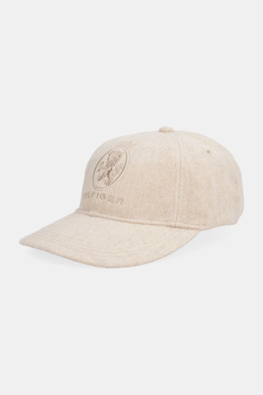 Tommy Hilfiger czapka z daszkiem wełniana wełna beżowy AM0AM13827