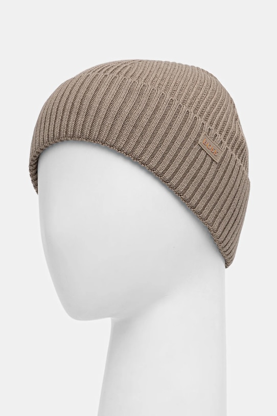 BOSS Orange czapka z dodatkiem wełny Andern_Hat 50551019 beżowy AW25