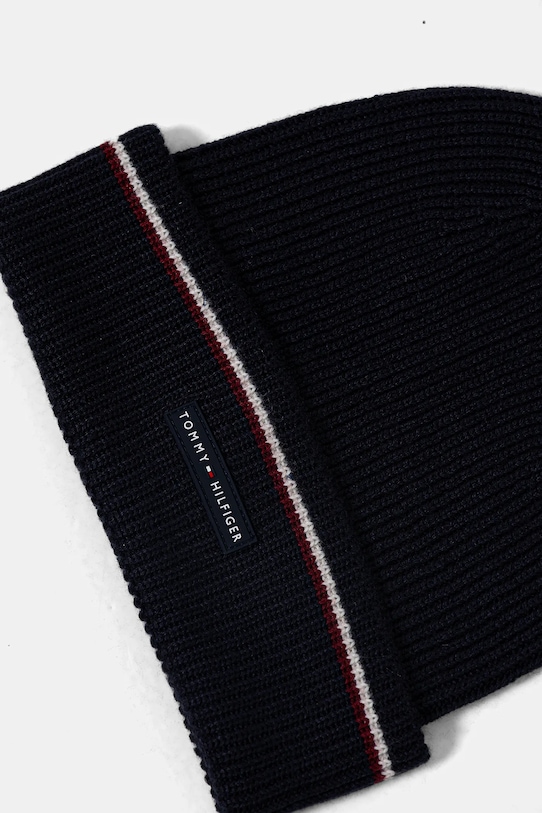 Tommy Hilfiger czapka i szalik z dodatkiem wełny AM0AM13809 granatowy