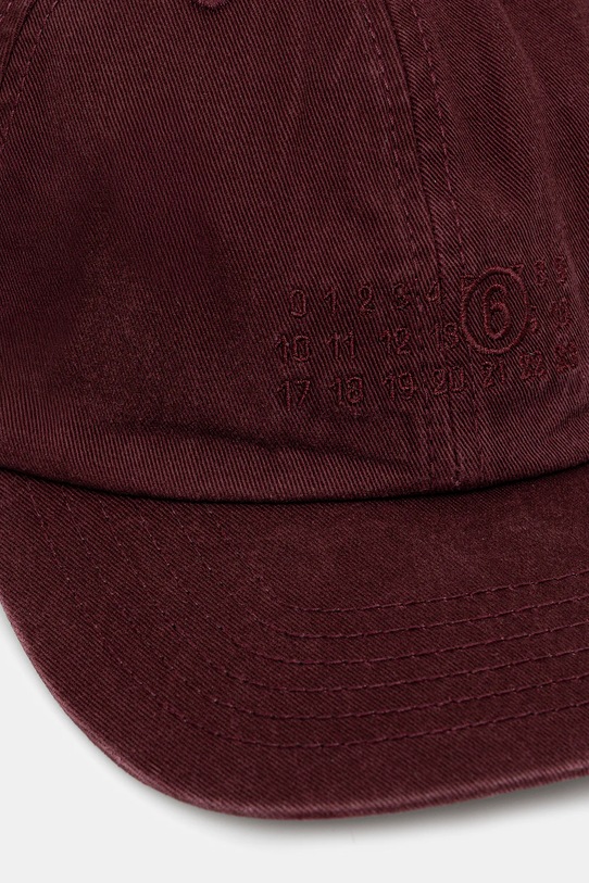 MM6 Maison Margiela czapka z daszkiem bawełniana SH2TC0004.M35190.227 bordowy AW25