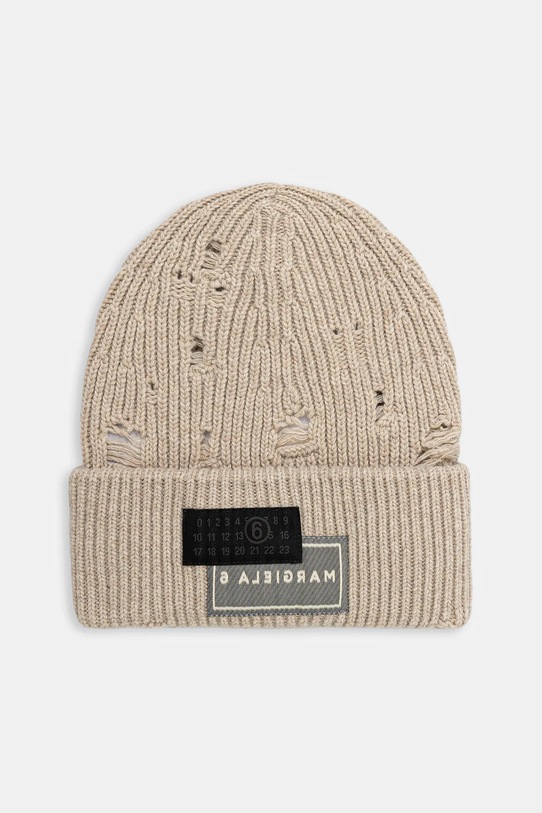 MM6 Maison Margiela czapka z wełną gruba beżowy SH0TB0001.M13138.806M
