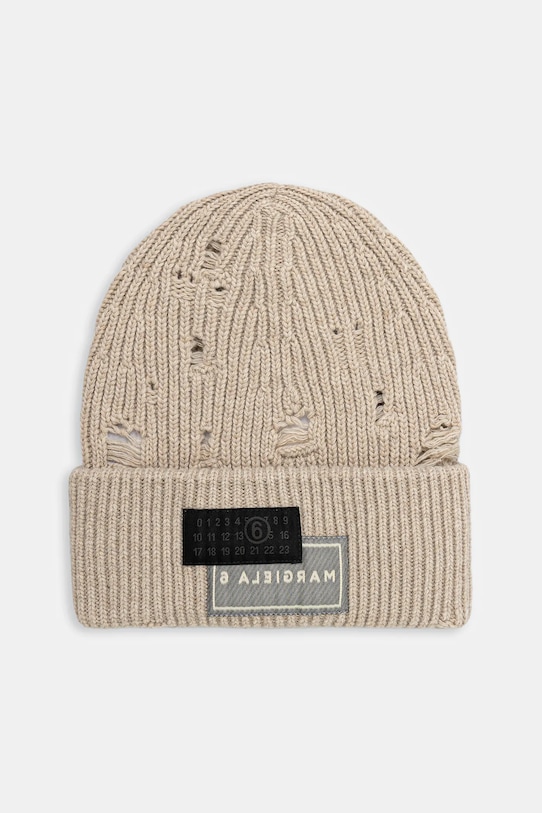 MM6 Maison Margiela wool blend beanie chunky beige SH0TB0001.M13138.806M