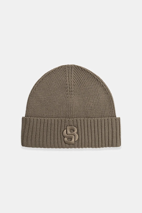 Vlnená čiapka BOSS tenká zelená 50522444