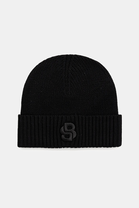 BOSS căciulă de lână uni negru 50522444