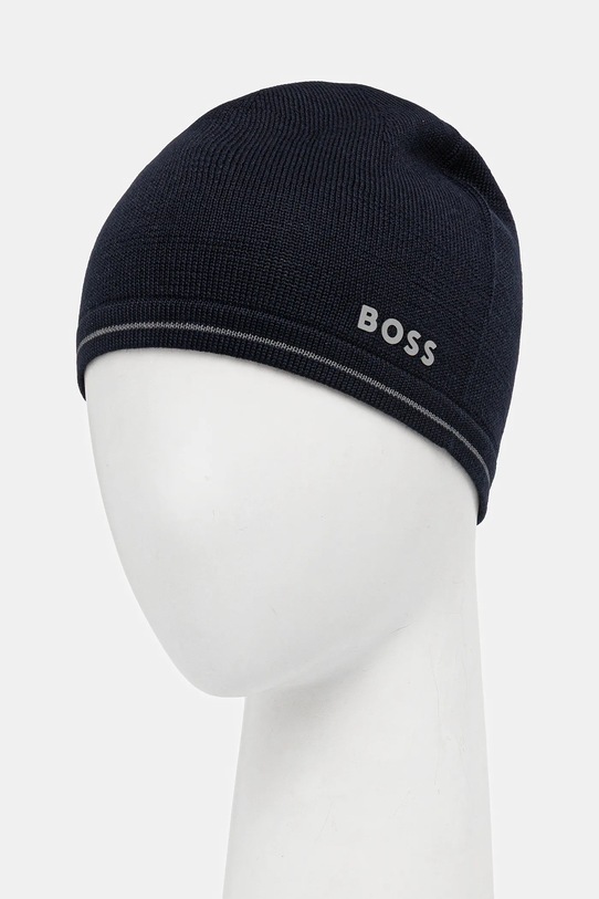 Шапка с вълна BOSS Green 50550255 тъмносин AW25