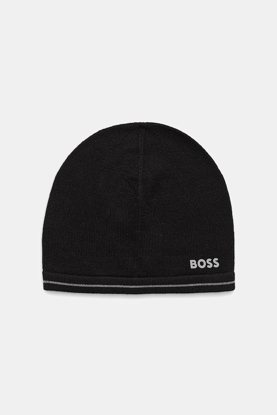 BOSS Green czapka z dodatkiem wełny cienka czarny 50550255