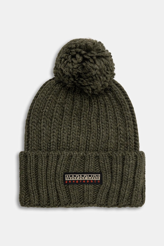 Napapijri czapka z domieszką wełny Fea 2 gruba zielony NP0A4GKAG0A1