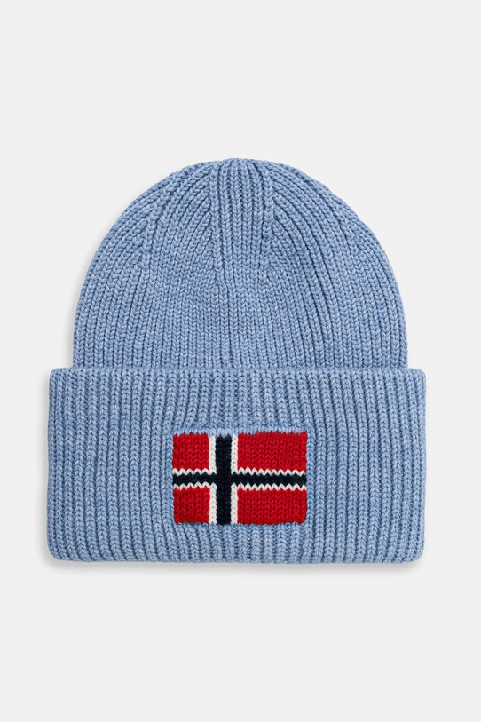 Napapijri wool blend beanie F-Evei applique blue NP0A893PI841