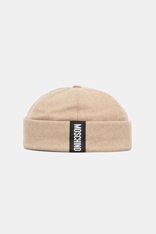Vlnená čiapka Moschino tenká béžová M5864.60802