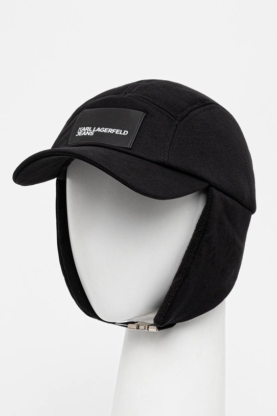 Karl Lagerfeld Jeans czapka z daszkiem aplikacja czarny A4M33059