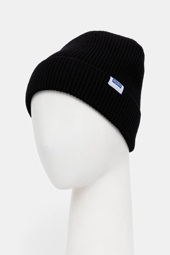 Hugo Blue czapka z dodatkiem wełny 50551371 czarny AW25