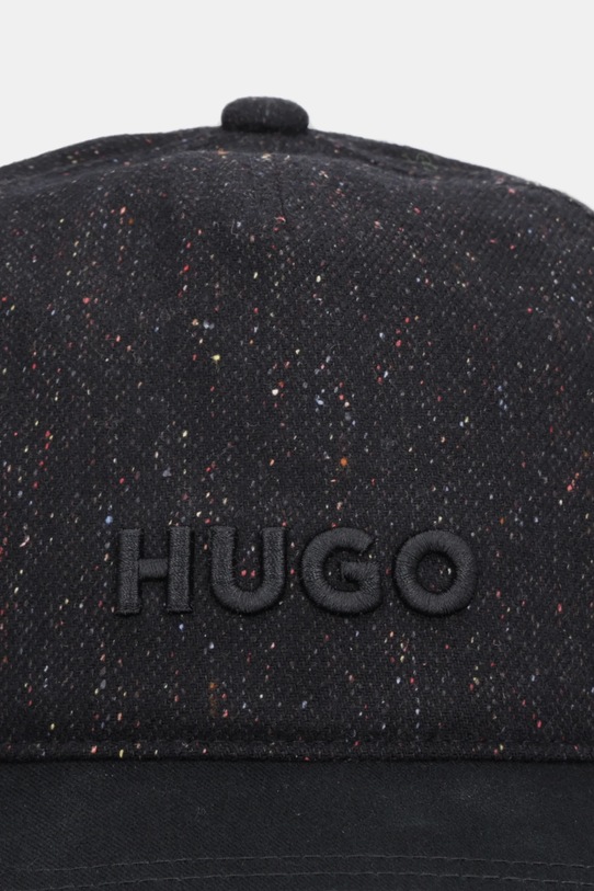 HUGO czapka z daszkiem z dodatkiem wełny 50550627 czarny AW25